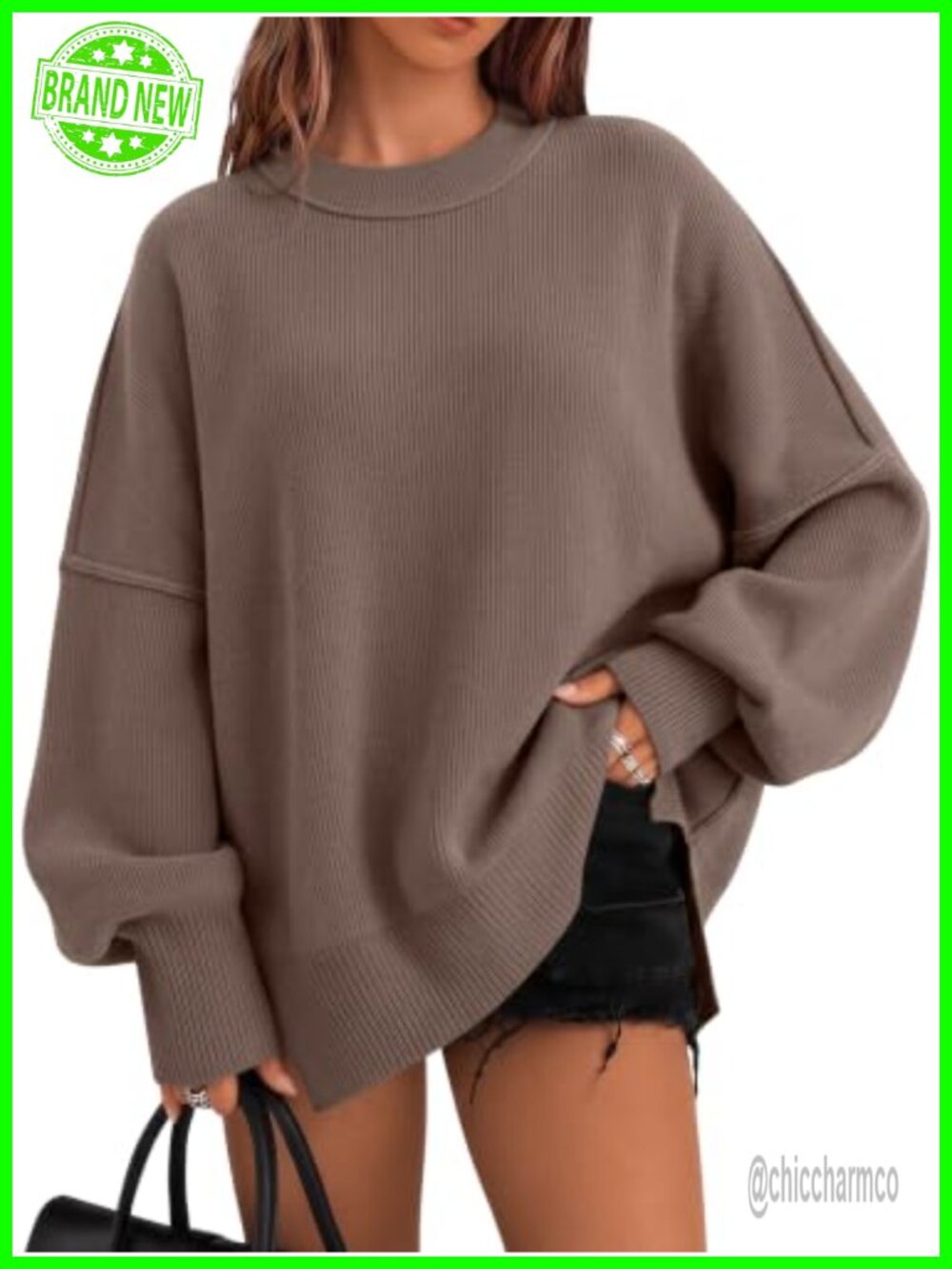 Oversized Crewneck Sweater Women Fall Winter Tunic Pullover